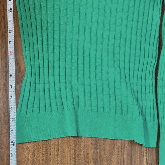 Ann Taylor Womens Y2K Waffle Knit Preppy Sweater Size M Green Old Money Academia - Picture 7 of 9